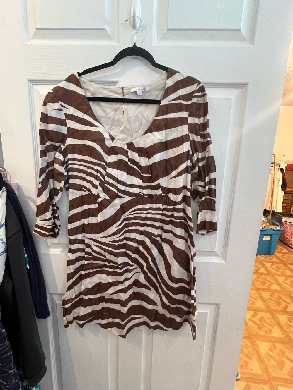 Boden Brown and White Striped dress sz 12